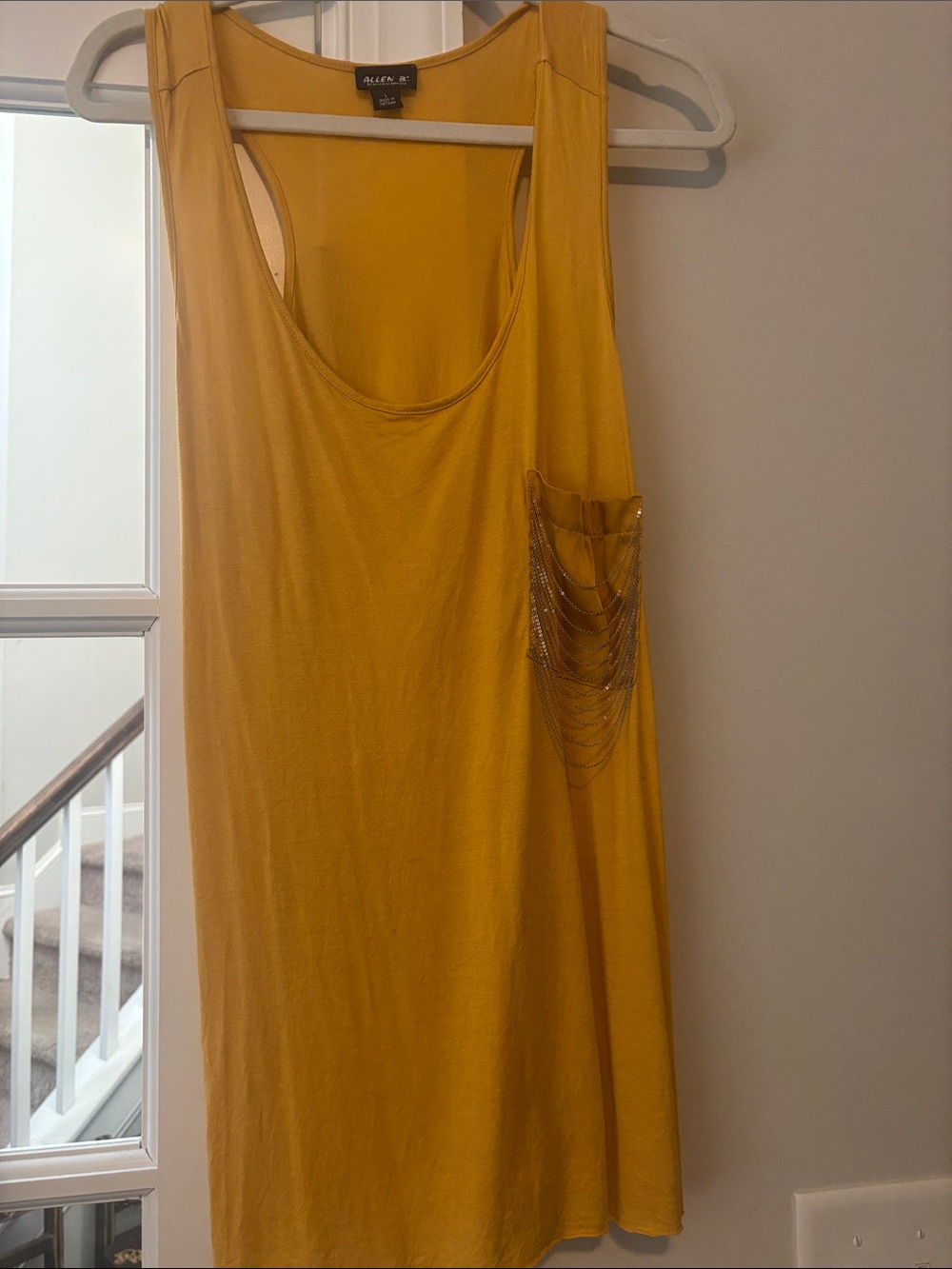 Allen B. by Allen Schwartz Mustard Yellow Chain-Pocket Tank Dress